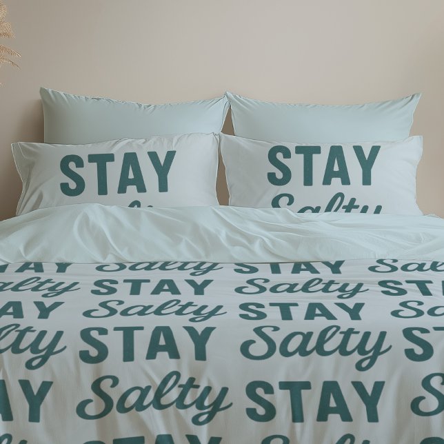 Stay Salty | Reversible Coastal Teal Blue Graphic Pillowcase (Creator Uploaded)