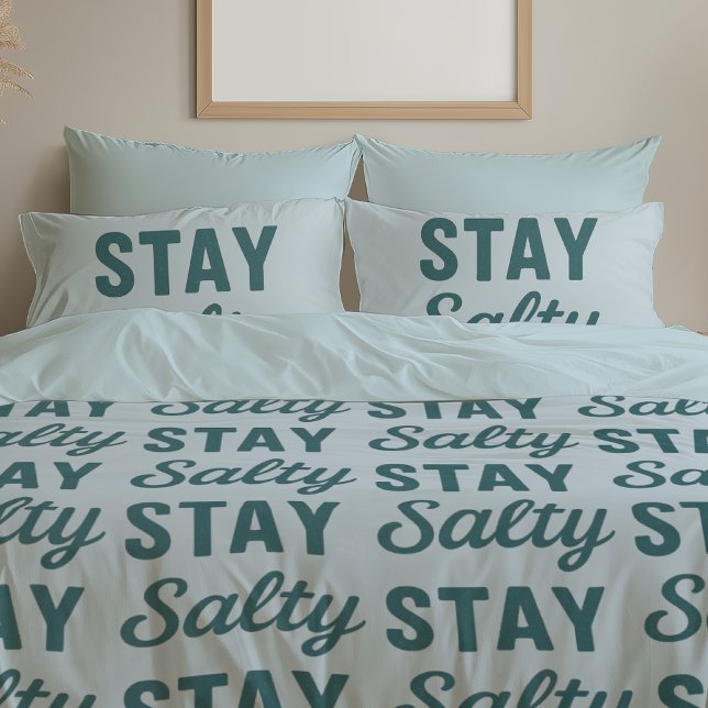 Stay Salty - Reversible Coastal Teal Ocean Print Pillowcase (Creator Uploaded)