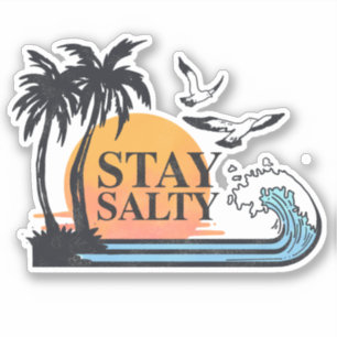 Stay Salty Sun Summer Palm Trees Waves Seagulls