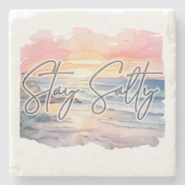 Stay Salty Sunset Beach  Stone Coaster (Front)