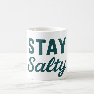 Stay Salty Teal Coastal Life Ocean Graphic Surfer Coffee Mug