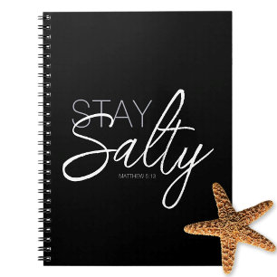 Stay Salty Typography Bible Verse Black Notebook