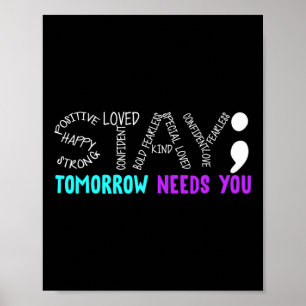 Stay Semicolon Suicide Prevention Awareness Mental Poster