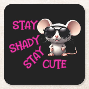  Stay Shady, Stay Cute Mouse Square Paper Coaster
