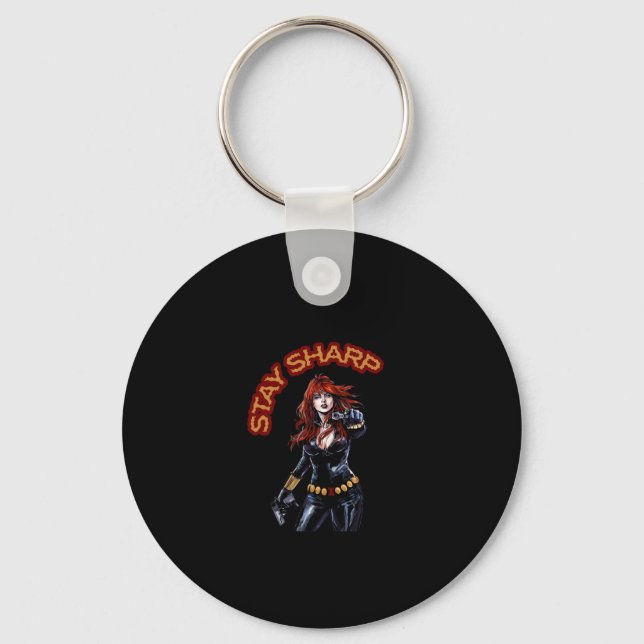 Stay Sharp - Black widow Key Ring (Front)