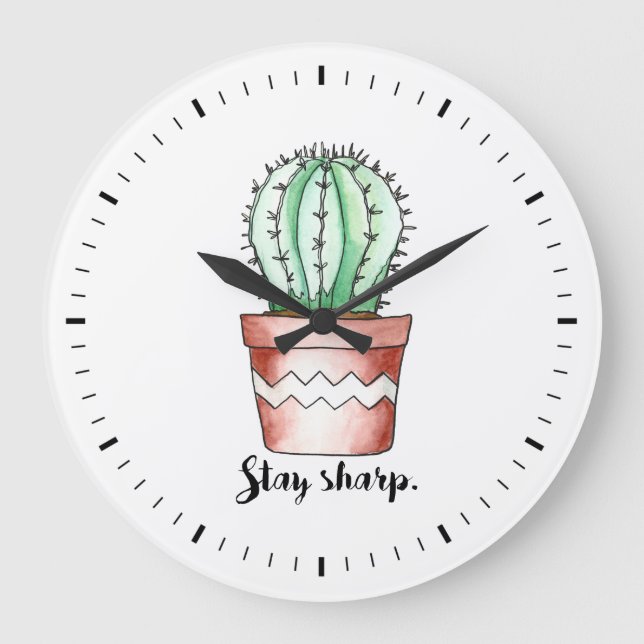 Stay Sharp Cactus Wall Clock (Front)