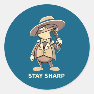 Stay Sharp Detective Character Retro Illustration Classic Round Sticker