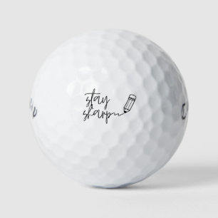 Stay Sharp Pencil Outline Wit Clever Funny Gift Golf Balls