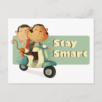 Stay Smart Scooter Monkeys Postcard