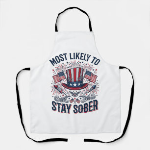 Stay Sober Patriotic Vintage Fireworks Shirt Desig Apron