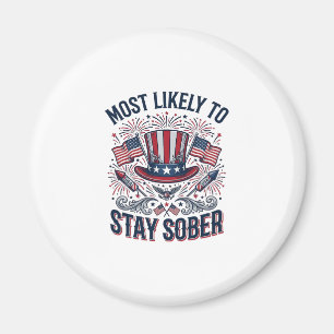 Stay Sober Patriotic Vintage Fireworks Shirt Desig Magnet