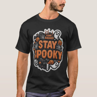 Stay Spooky 3D Halloween graphic with bats ghosts  T-Shirt