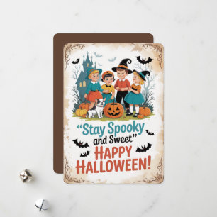 "Stay Spooky and Sweet" Vintage Kids Halloween Holiday Card