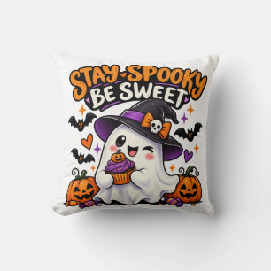 Stay Spooky Be Sweet Cute Ghost Halloween Throw Cushion
