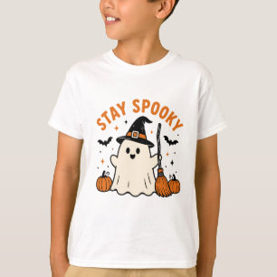 Stay Spooky Cute Ghost Witch Hat Bats Halloween T-Shirt