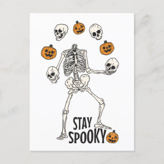 Stay Spooky Funny Halloween Skeleton Skulls Postcard