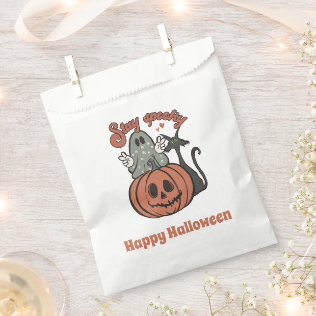 Stay Spooky Ghost Jack-O' Lantern Happy Halloween Favour Bag (Clipped)