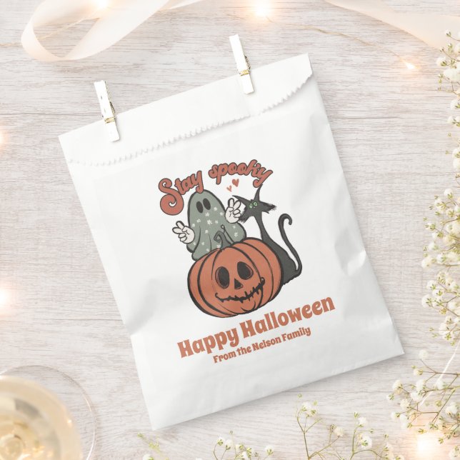 Stay Spooky Ghost Jack-O' Lantern Happy Halloween Favour Bag (Clipped)
