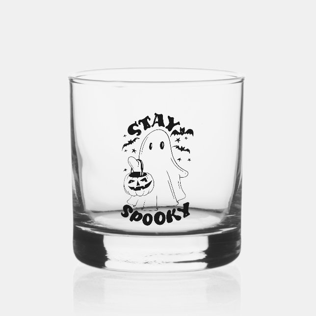 Stay Spooky Ghost Whiskey Glass (Front)