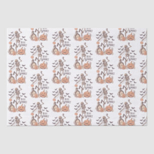 Stay Spooky Graveyard Skeleton White Halloween Tissue Paper