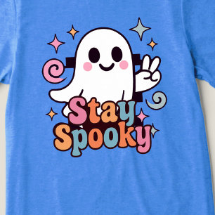 Stay Spooky Groovy Ghost Retro Pastel Halloween Tri-Blend Shirt