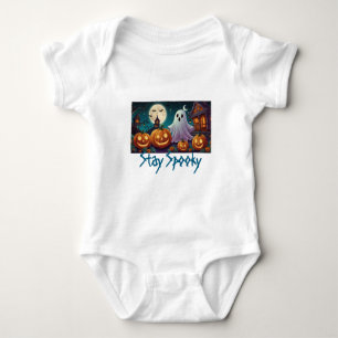 Stay Spooky, Halloween Ghosts and Pumpkins Baby Bodysuit