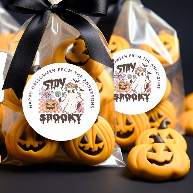 Stay Spooky Halloween Groovy Treat Bag Sticker (Creator Uploaded)
