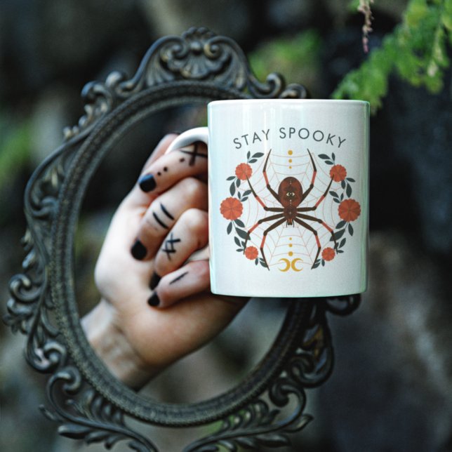 Stay Spooky Halloween Spider Two-Tone Coffee Mug (Creator Uploaded)