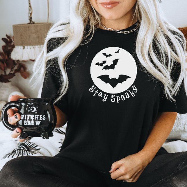 Stay Spooky Halloween Tee - Bats Flying Past Moon (Creator Uploaded)