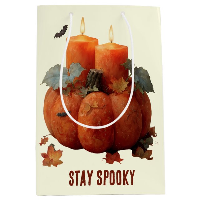 Stay Spooky Pumpkin with Candles Medium Gift Bag (Front)