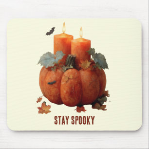 Stay Spooky Pumpkin with Candles Mouse Pad