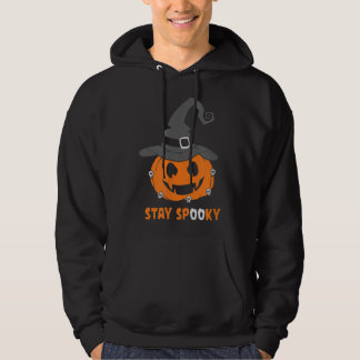 Stay Spooky Scary Pumpkin Witch Face Halloween Day Hoodie