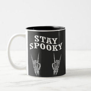Stay Spooky Skeleton Hands Halloween Spooky Cute  Two-Tone Coffee Mug