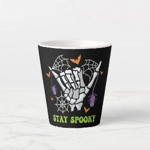 Stay Spooky with Hand Bones and Spider Webs Latte Mug