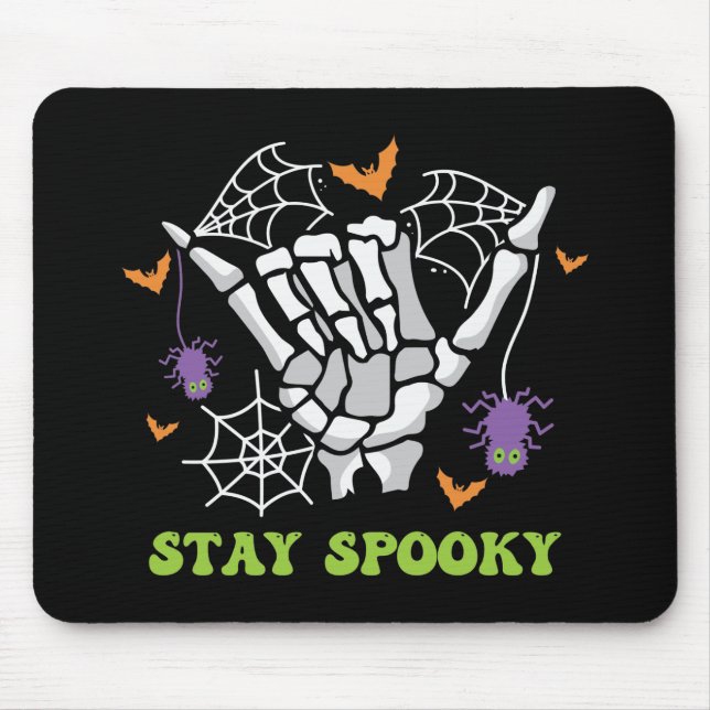 Stay Spooky with Hand Bones and Spider Webs Mouse Pad (Front)