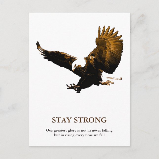 Stay Strong Bald Eagle Motivational Artwork Postcard (Front)