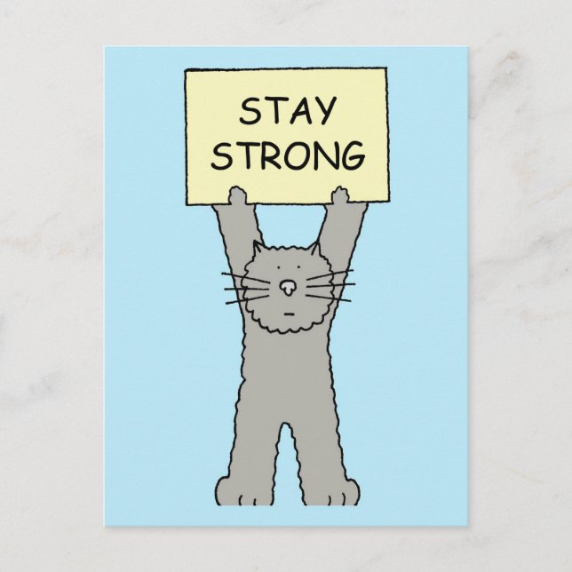 Stay Strong Encouragement Cat Postcard (Front)