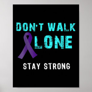 Stay Strong Teal-purple Ribbon Suicide Prevention Poster