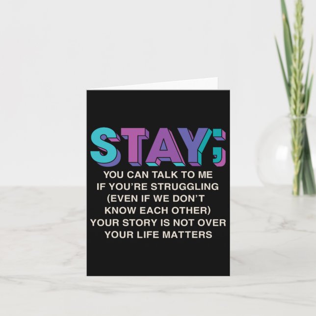 Stay Suicide Prevention Awareness Mental Health Su Card (Front)