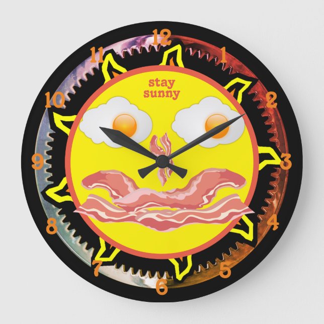 Stay Sunny Sunnyside Eggs and Baky Breakfast Clock (Front)