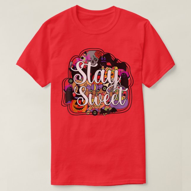 Stay Sweet Halloween Spooky Vibes Trick Or Treat  T-Shirt (Design Front)