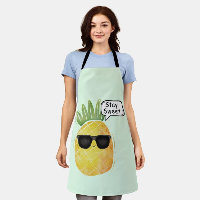 Stay Sweet Pineapple Cartoon Fun Apron (Worn)