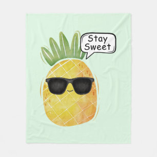 Stay Sweet Pineapple Cartoon Fun Fleece Blanket
