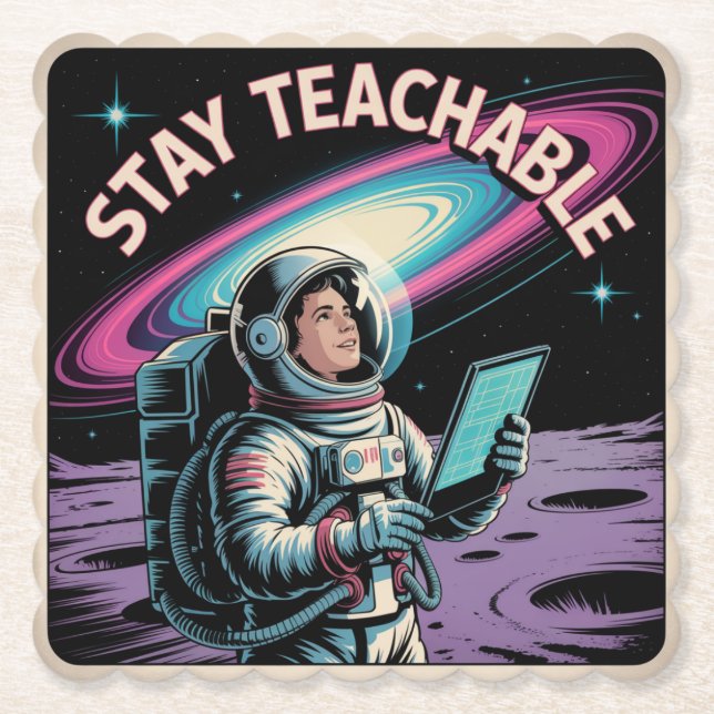 Stay Teachable Paper Coaster (Front)