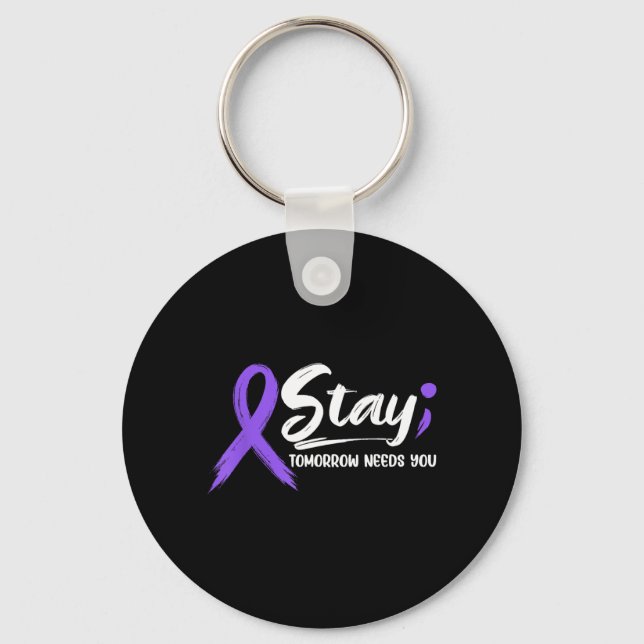 Stay - Tomorrow Needs Semicolon Prevention Retro Key Ring (Front)