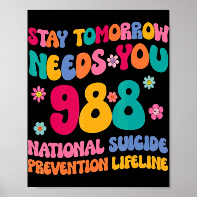 Stay Tomorrow Needs You 988 Mental Health Awarenes Poster (Front)