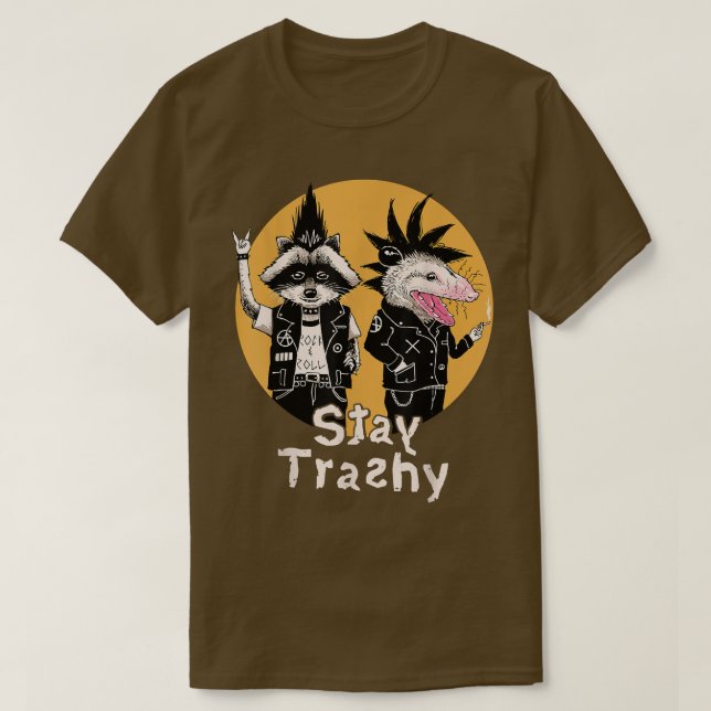 Stay Trashy Funny Raccoon Opossum Retro  T-Shirt (Design Front)