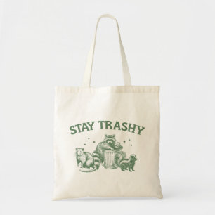 "Stay Trashy" Funny Racoon Tote Bag