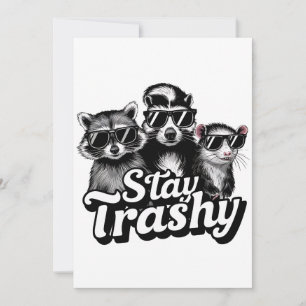 Stay Trashy Racoon Opossum Sunglasses Art Holiday Card