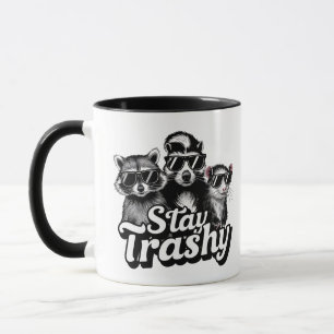 Stay Trashy Racoon Opossum Sunglasses Art Mug